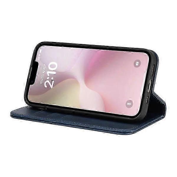 Telefonfodral för Iphone 16e, PU-läder med kalvtextur, magnetisk stängning, smart telefonfodral Dark Blue