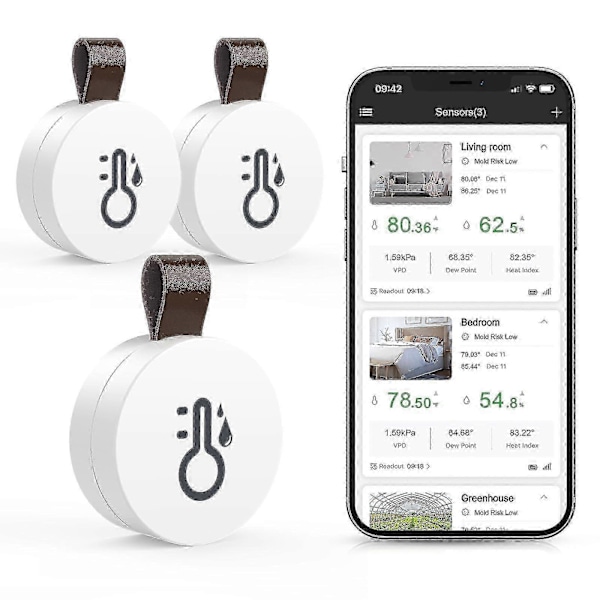 Bluetooth termometer hygrometer, trådlös termohygrometer mini, med smart sensor-app, datalogger och exportdata för sovrum, babyrum, vinkällare 1 pc