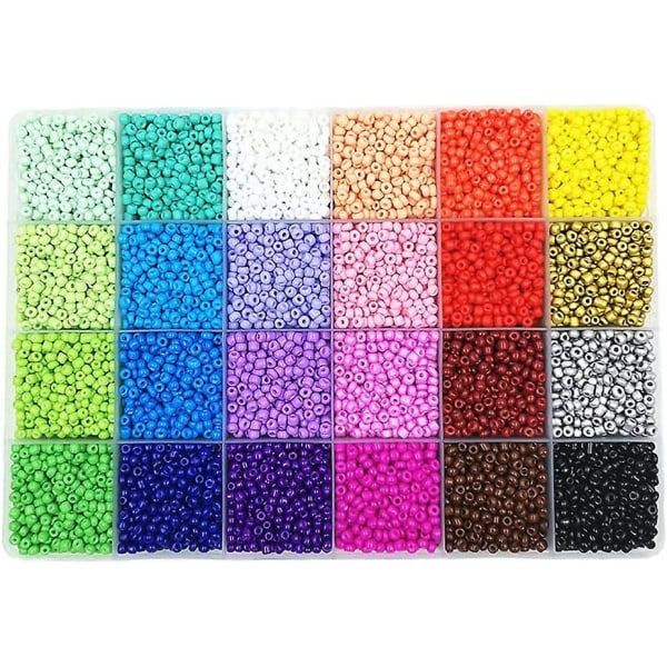 24 Slots Flerfarvet Bagefarve Perlesæt Glasperler Æske Perler Til DIY Armbånd Og Halskæde about 24000pcs 2mm beads