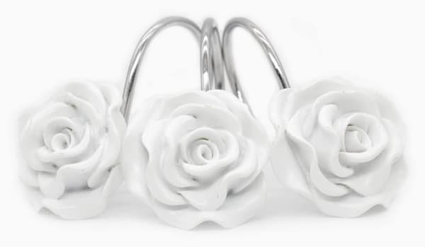 Duschdraperikrokar, Heminredning Rostfria Duschdraperikrokar Hartsros Blomduschkrokringar För Badrum Duschdraperi