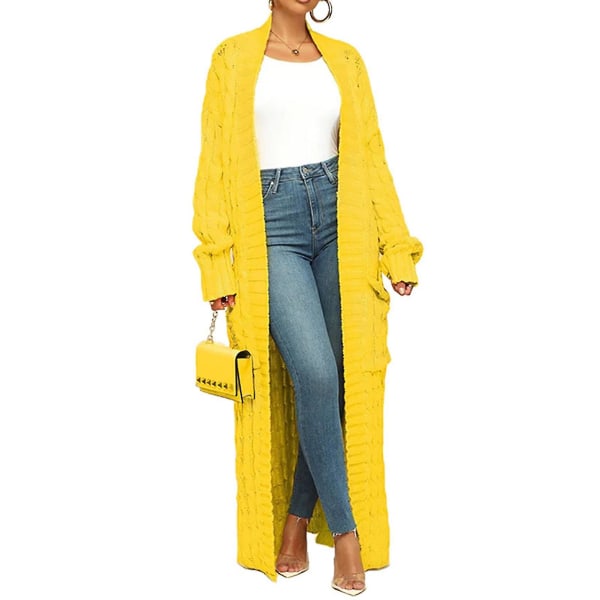Dame Åben Front Tyk Strikfrakke Enkel Og Elegant Cardigan Frakker Til Damer Brug Om Foråret Efteråret Vinteren 2XL