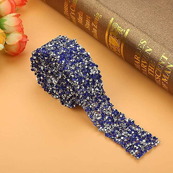 Diamantbåndsrulle, 2 yards 30 mm Diamant Mesh Wrap Rulle Glimmer Krystal Rhinestone Bånd Dekoration Til Bryllup, Fødselsdag (Mørkeblå)