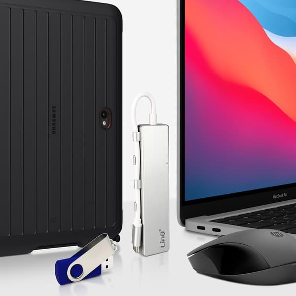 USB-C Hub med 4 USB-porter Rask 5Gbps Overføring OTG Funksjon LinQ