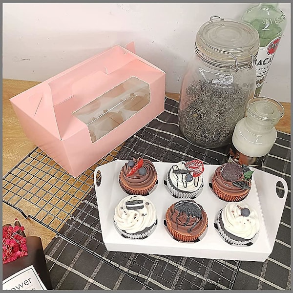 10 stk. Heilwiy Cupcake Æsker. 6 Huller Bærbar Cupcake Æske Med Vindue Gave
