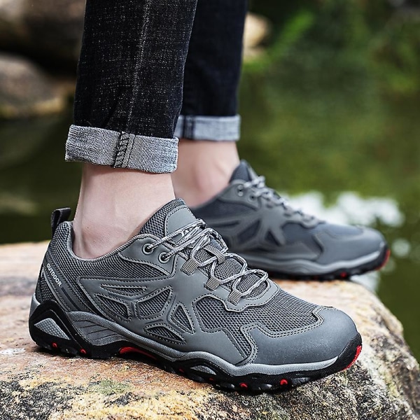 Herre Dame Tursko Lav Ankel Sneakers For Utendørs Stier Trekking Gåing 3D231 Gray EU 46