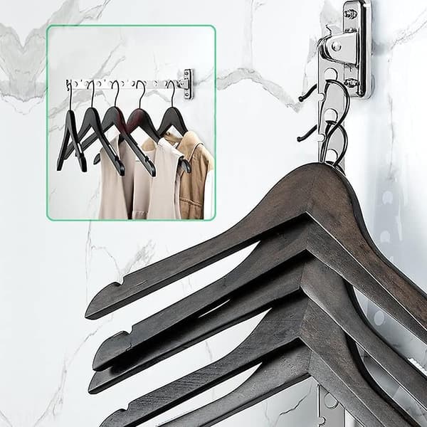 Vægmonteret Tøjstativ, Sæt af 2 Rustfrit Stål Foldbar Tørrestativ Krog Hanger 37cm