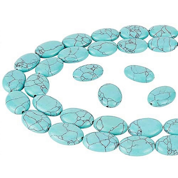 29 stk. Flade Ovale Stenperler Flade Ovale Ædelstensperler Krystal Løse Stenperler Aqua Terra Jasper Perler