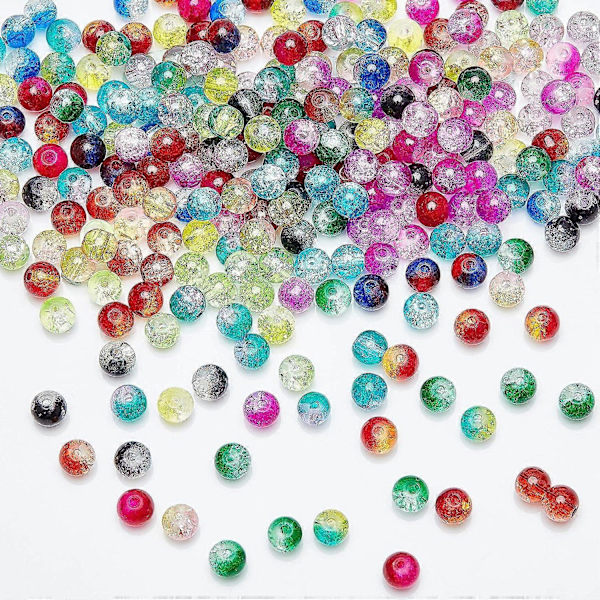 6mm 1350 stk. 18 Farger Krystall Livperler for Smykkelaging med Saks Elastisk Tråd Perlenåler