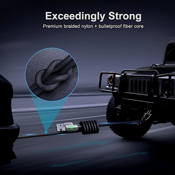 Usb Typ C Kabel Led Android Mobiltelefon Laddare Datakabel Blue For Micro 2m (6.6ft)