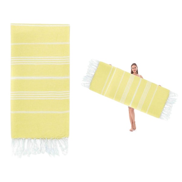 Turkkilainen rantapyyhe, ylisuuri 90*180cm, 100% puuvillaa, hiekkaahylkivä, uimapyyhe, kevyt matkapyyhe Bright yellow