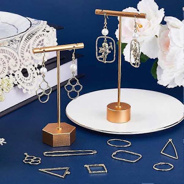1 Ask 32 st 8 Stilar Hålram Charm Öppna Bezel Charm Legering Guld Geometriska Bak Sättningar Trianglar Kvadrat Runda Oval Charm Bulk för Smyckestillverkning
