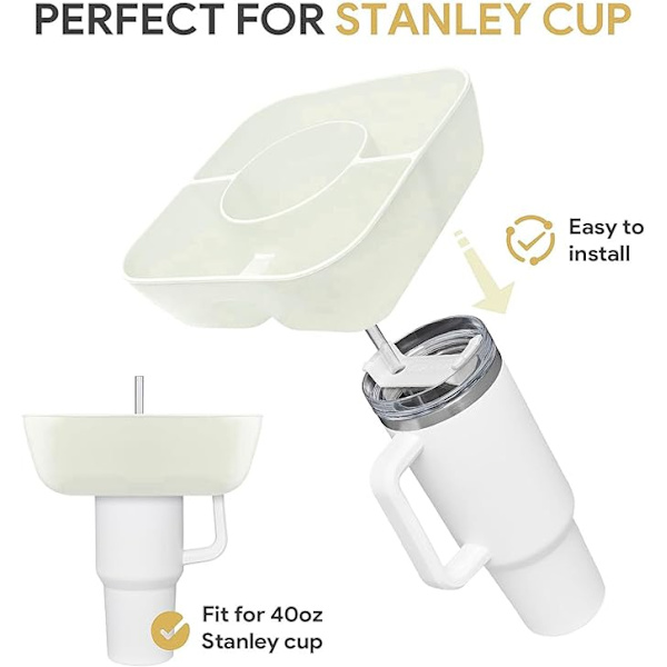 Snackskål för  Cup med Lock, Återanvändbar Snackring Av Silikon för  Tumbler, Snackbricka för  Cup-tillbehör, Snackhållare för  Cup