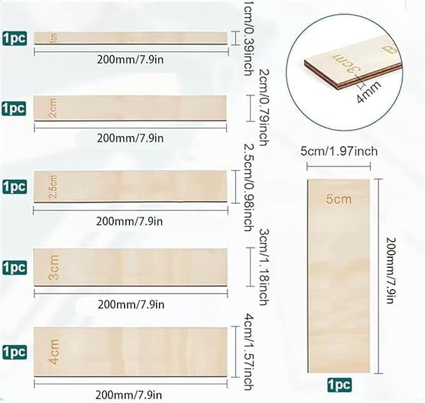5 stk. makramé separatorværktøj 1-5 cm træ rektangel makramémønster