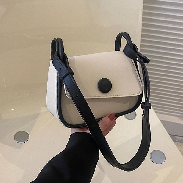 Ny Trend Mode Simpel Skuldertaske Fritid Pendler Kunstlæder Skuldertaske white
