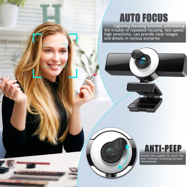 Webcam Full HD Webkamera Med Mikrofon USB Stik Web Cam 8K