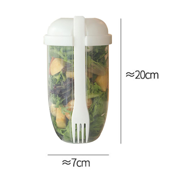Frisk Salat To Go Beholdersæt, Hold Dig i Form Salat Måltid Shaker Kop med Gaffel og Salatdressing Holder White