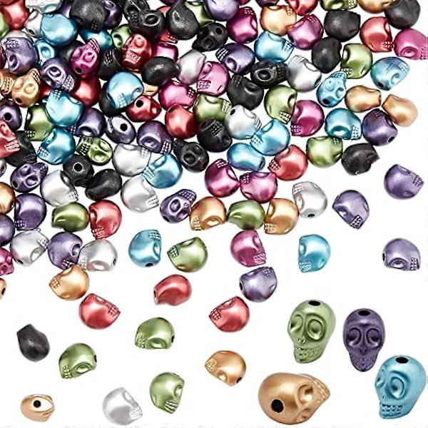 160 stk. Skalleperler Matt Spraymalt Akryl Skjeletthode Perle Charms Løse Avstandsperler