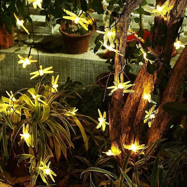 50 LED Solcelle Lyslenke Utendørs Libelle Lyslenke med 8 Lysmoduser Vanntett Belysning