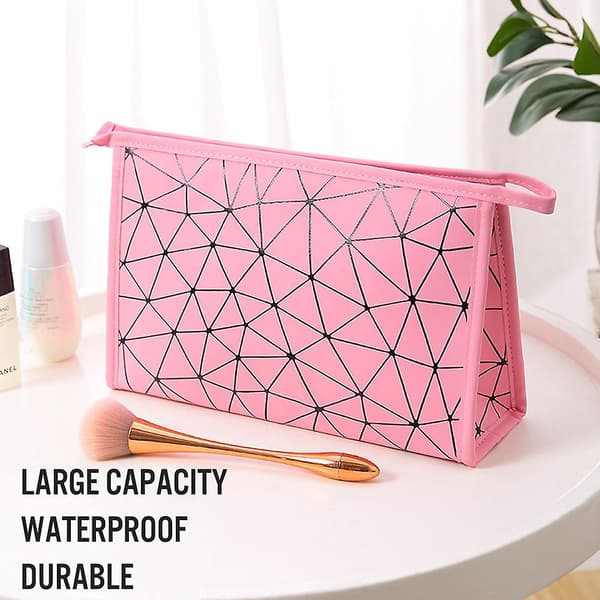 Pu Vattentät Diamant Kosmetisk Väska Super Eld Hand Makeup Förvaringsväska pink