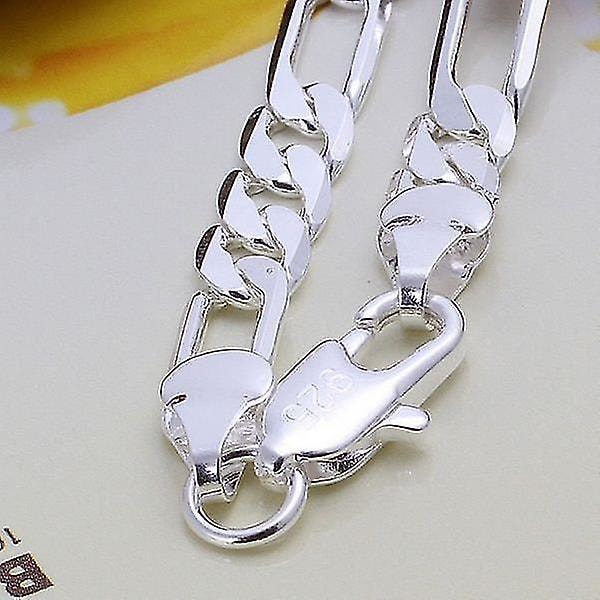 Smykker 925 Sterling Sølv 6mm Flad Sideværts Kædearmbånd Til Unisex Mand Kvinde Gave