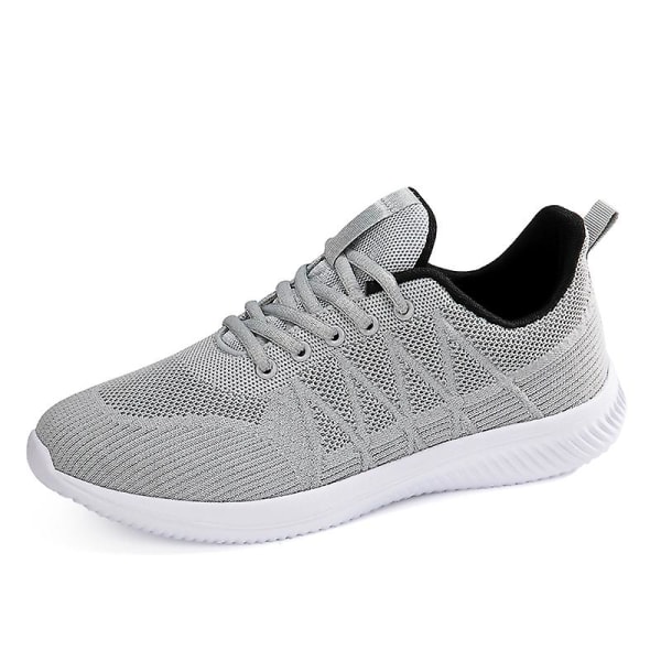 Løpesko for menn, lett pustende gåsko, atletiske motesneakers 3Dsf022 Gray EU 37
