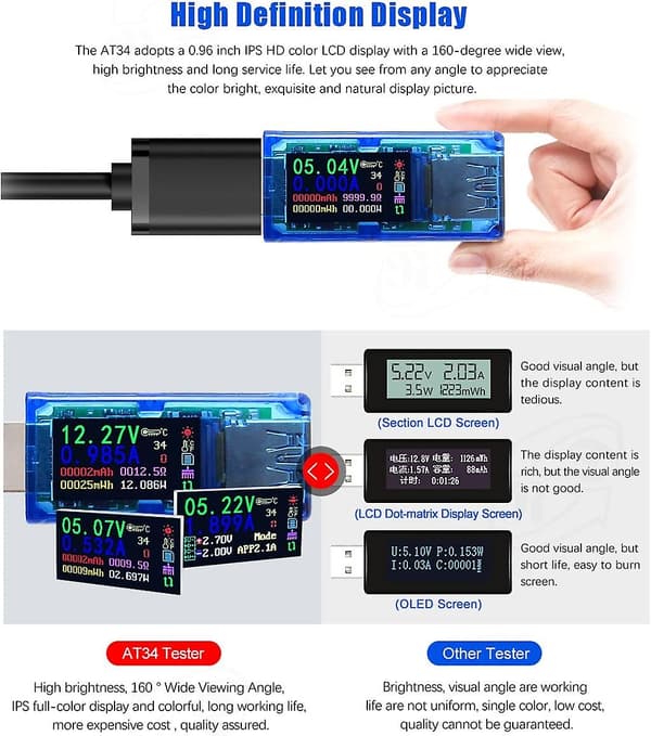 Usb 3.0-testare Multimeter 3,7-30v 0-4a Usb-spänningstestare Usb Digital ström och spänning