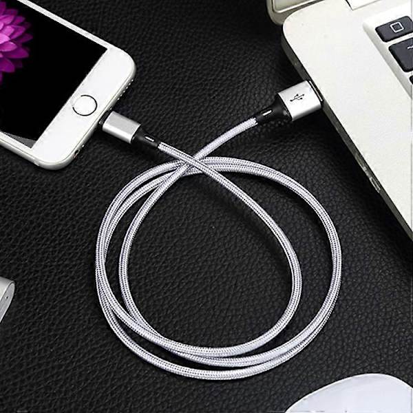 4 kpl 2,4A USB-C / Type-C - USB punottu nopea lataus- ja synkronointikaapeli Silver 1m