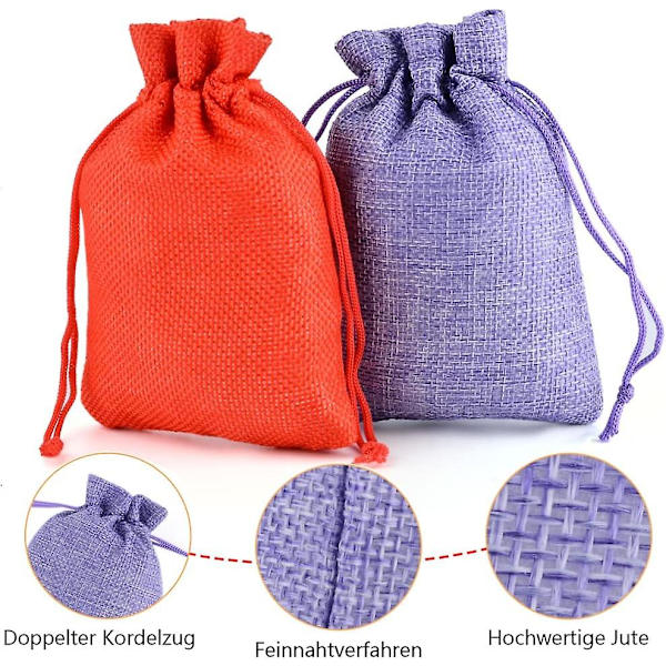 (l Slumpmässig färg) 50 st 15x20 cm Jutepåsar med dragsko Små Jutepåsar Adventskalender Smycken Bröllopsfest Jul Presentpåsar