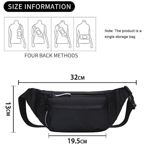 Pu Pocket Herr En-axlad Crossbody Väska-fritids Ryggsäck Sport Diagonal Bakficka black