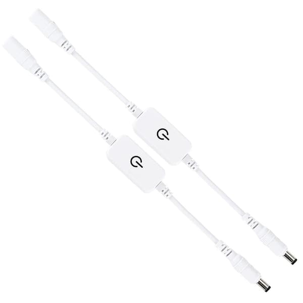 2 st 12-24v 4a enfärgad LED-list ljusstyrka regulator på/av inline DC mini LED touch (vit)