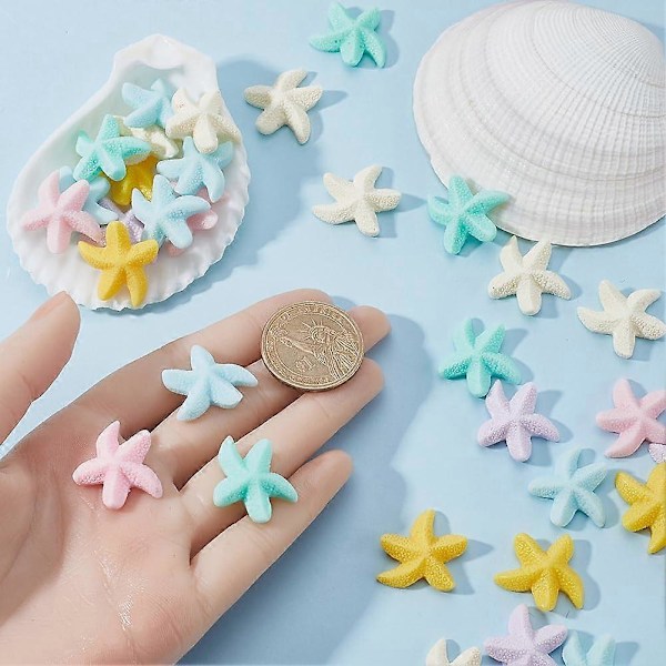 1 LÅDA 72 ST Sjöstjärna Cabochon Hav Flatback Berlocker Harts Söta Mini Sommar Hav Hawaii Stjärna Cabochoner för Smyckestillverkning Scrapbooking Dekoration