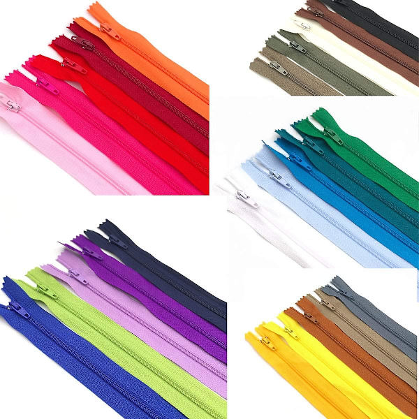 75 st 20 tum 14 tum och 9 tum blandade storlekar nylon spole blixtlås bulk med blixtlås pressarfot för sömnad hantverk (25 färgblixtlås)