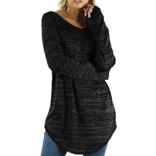 Dam pullover toppar lös passform oregelbunden fåll rund hals elegant sweatshirt blus L