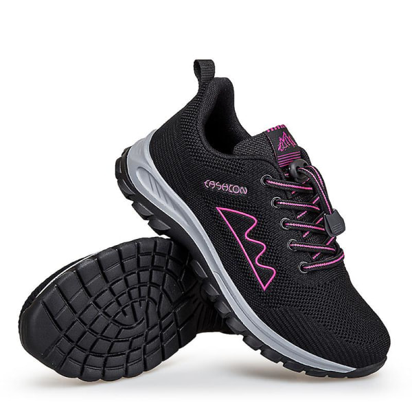 Lette, pustende damesko for løping, moteriktige joggesko for sport, 3D212 BlackRed EU 38