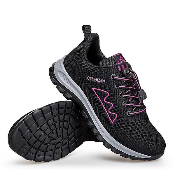 Lette, pustende damesko for løping, moteriktige joggesko for sport, 3D212 BlackRed EU 40