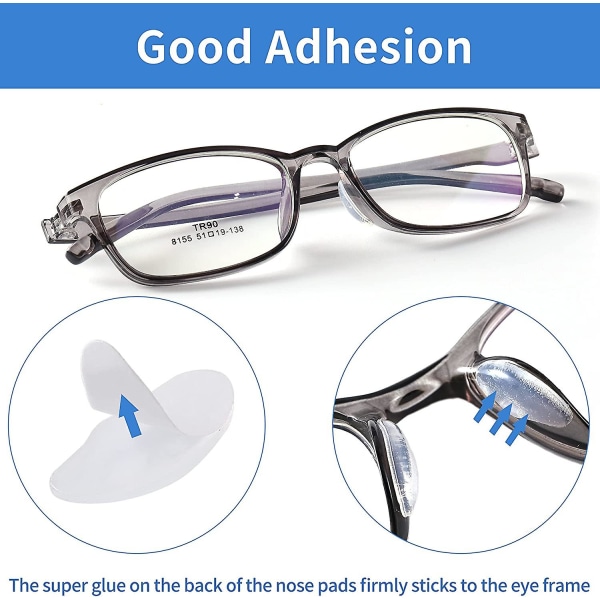10 par självhäftande glasögon näskuddar, ärtformad sticka på antimjuk silikon, självhäftande näskuddar glasögon för glasögon, glasögon och solglasögon 10 par