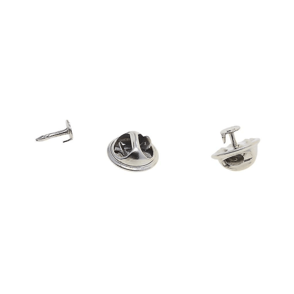 50 Sæt Badge Hat Pin Metal Tie Back Lapel Butterfly Spænder Fastgørelser Sølv