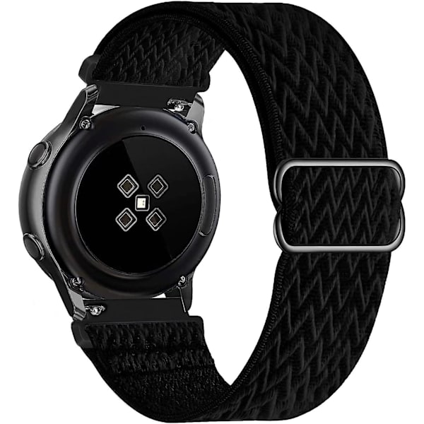 Nylon Sport Rem, svart, 20 mm rem kompatibel med Samsung Galaxy Watch Active 2 (40 mm/44 mm)/watch 3 41 mm/watch 42 mm/gear S2 Classic