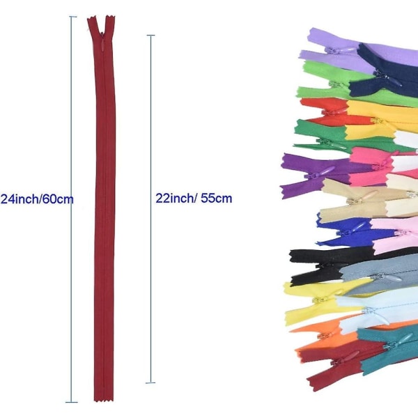 22 tum 40 st Nylon osynlig dragkedja för skräddarsydd kloak sömnad Hantverksverktyg Garment Special 20 färger (22 tum)