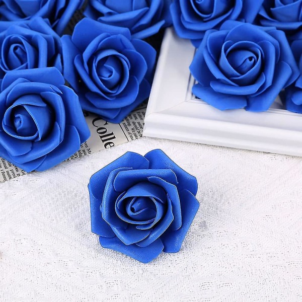 Kunstige Roser Hoder, Falske Blomster Realistisk Utseende Blå Falske Roser (kongeblå) 50PCS