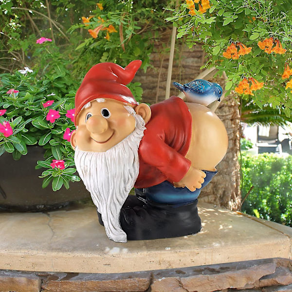 Bare Butt Havegnom Statue, Havepynt Dværg Resin Håndværk Tegneserie Dværg Statue Hvidt Skæg Gammel Mand Julegave Dekoration, Resin, Farve P