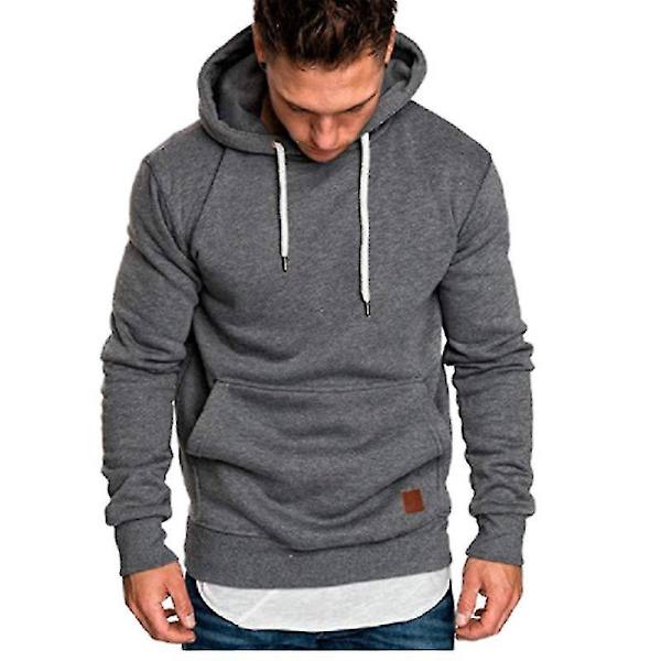 Herrar Hoodies Pullover Sweatshirt Casual Jumpers Långärmad Toppar Solid Color Design XL Dark Grey
