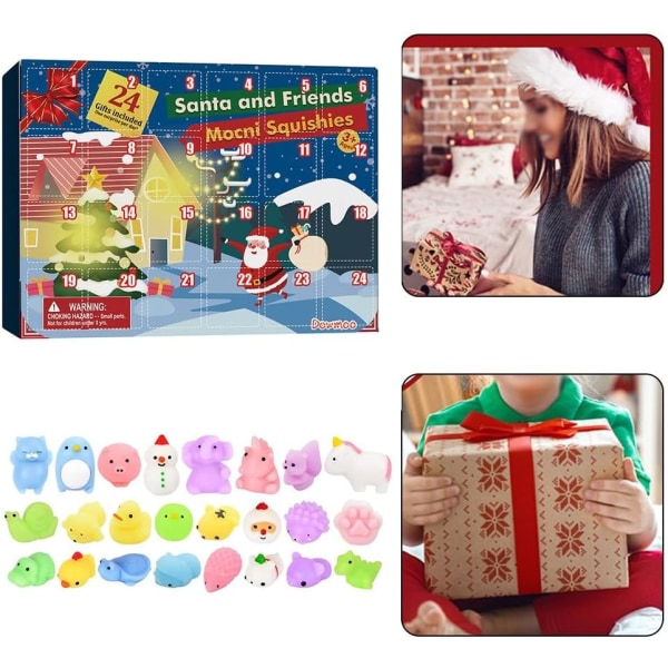 Jul Adventskalender, Jul Nedräkning Blind Box 24 Galler Gummi Leksak Blind Box 24 Dagar Nya Överraskningar