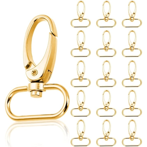 30 st nyckelringar D-ringar, vridbar stängning, karbinhake,vridbar nyckelring, vridbar, 360° vridbar, karbinhake för nyckelband,, 25 mm, Guld