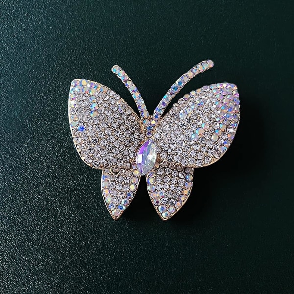 Svart fjäril strass brosch pin för kvinnor flicka män överdrivna Ab kristallkluster mode tecknad djur kavajslag stift klänning accessoarer unisex Del