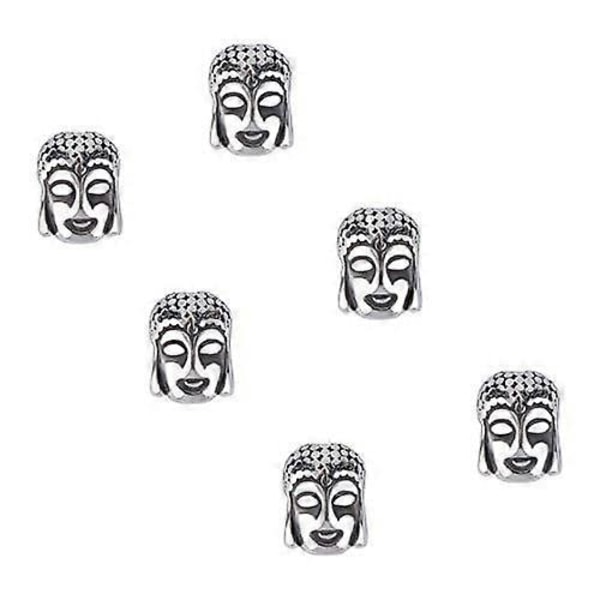 6 stk. 3 Farver 15 mm Buddha Hoved Løse Perler Rustfrit Stål Perler 3,2 mm Hul Perler Afstandsperler Fund til DIY Armbånd Halskæder Smykkefremstilling
