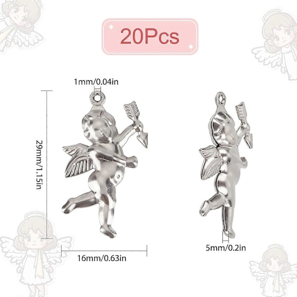 1 Æske 50 stk. Amor Charms Skytsengel Charms 316 Rustfrit Stål Kærligheds Charms Fe Engel Charm