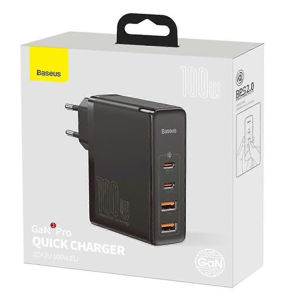 GaN2 Pro USB Hurtigoplader USB-C QC PD 100W Sort