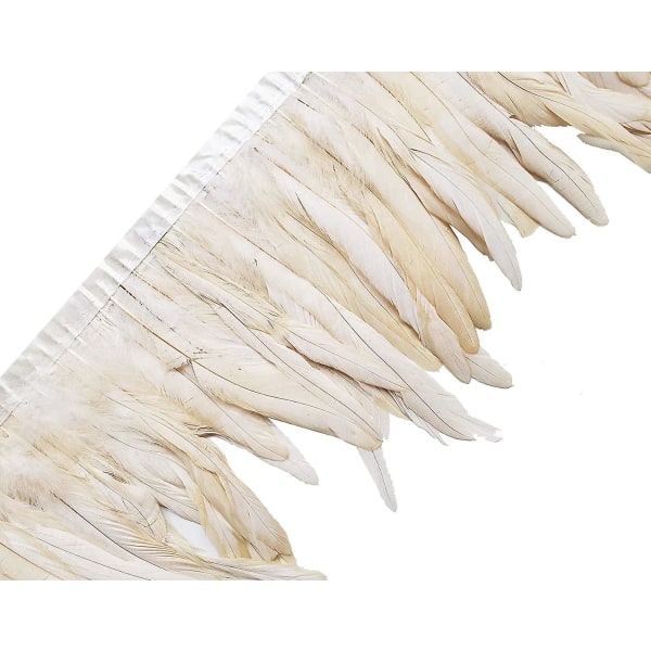 2 yards 8-10" tupp hackle fjäder franskant, sömnad hantverk fjäder för gör-det-själv-dekorationer-off White