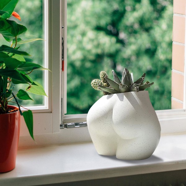 Kroppsplanteringskruka Bakdelsvase, Blomkrukor med Dräneringshål i Form av Kvinnokropp, Modern Design Boho-Form